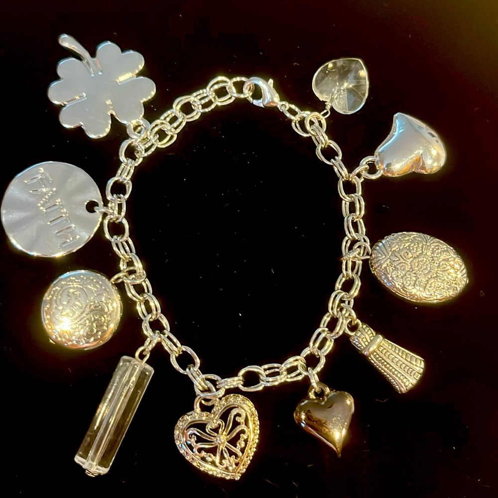 Fun Silver Big Charms Statement Charm Bracelet New